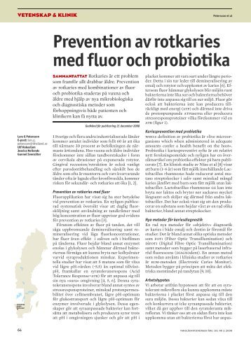 Prevention av rotkaries med flour och probiotika - Tandläkartidningen