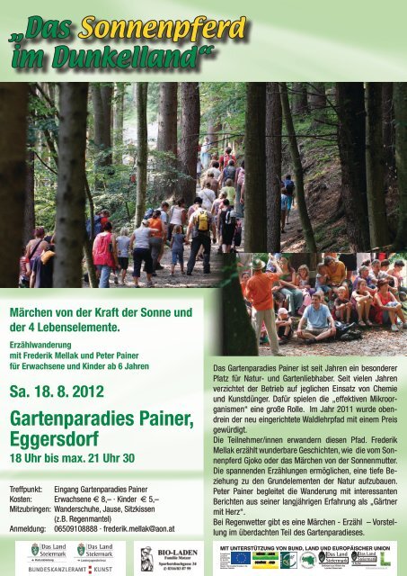 Sa. 18. 8. 2012 Gartenparadies Painer, Eggersdorf 18 Uhr bis max. ...