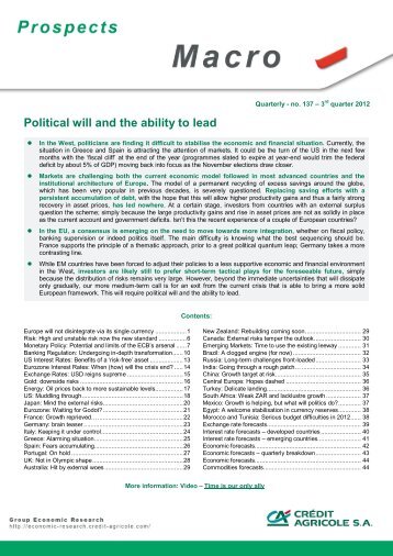 Interest rate forecasts - economic research of Credit Agricole