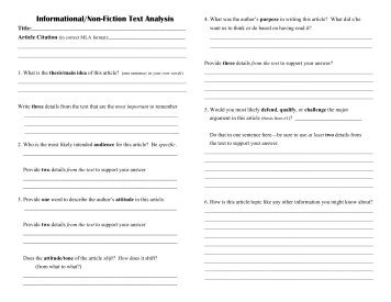 Informational/Non-Fiction Text Analysis