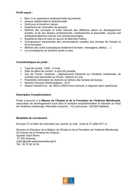 fiche de poste ch projet emploi et DD VF - Infoemploi-mife-cidff07.com