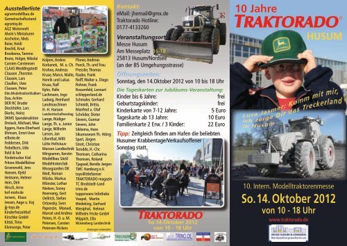 So.14. Oktober 2012 von 10 - 18 Uhr - Traktorado Messe