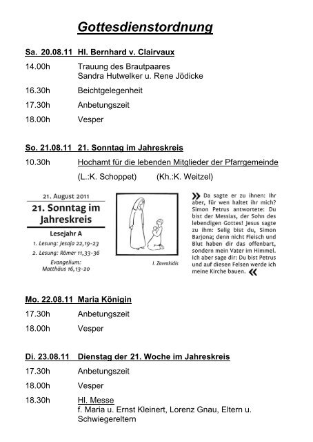 PFARRBRIEF - Katholische Kirchengemeinden in Stadtallendorf