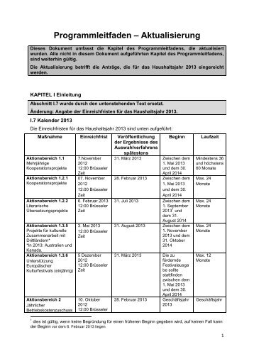 Programmleitfaden â Aktualisierung