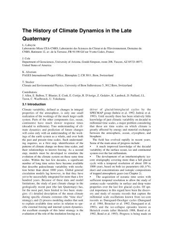 The History of Climate Dynamics in the Late Quaternary