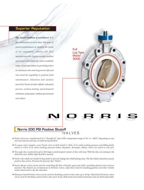 Norris Butterfly Valves - Alberta Oil Tool