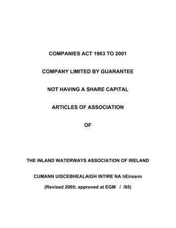 companies act 1963 to 2001 company limited by guarantee not ...