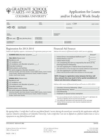 Application for Loans and/or Federal Work-Study 2013-14 form (pdf)