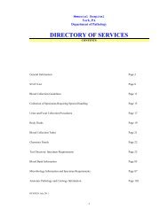 DIRECTORY OF SERVICES - Memorial Hospital