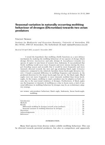 Seasonal variation in naturally occurring mobbing ... - Vincent Nijman