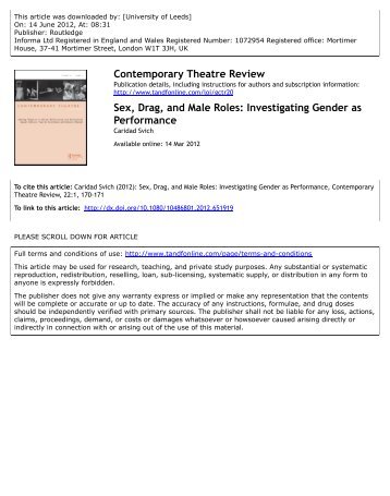Contemporary Theatre Review - Diane Torr