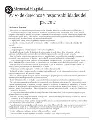 DeclaraciÃ³n de Derechos del Paciente - Memorial Hospital