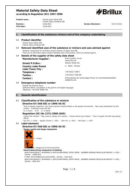 Material Safety Data Sheet - Brillux