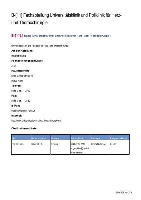 Strukturierter Qualitätsbericht - Medizinische Fakultät der Martin ...