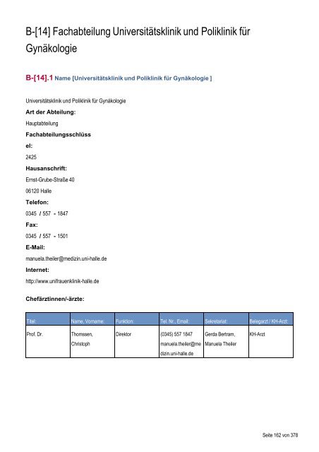 Strukturierter Qualitätsbericht - Medizinische Fakultät der Martin ...