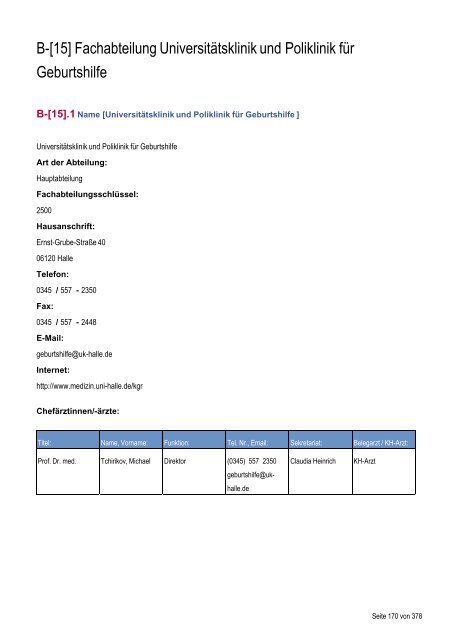 Strukturierter Qualitätsbericht - Medizinische Fakultät der Martin ...