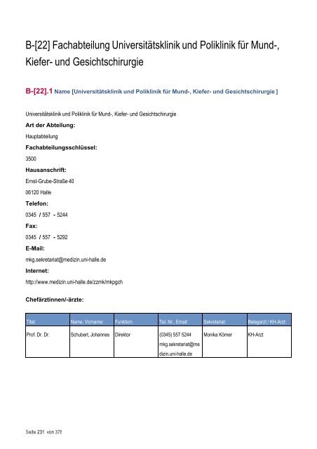 Strukturierter Qualitätsbericht - Medizinische Fakultät der Martin ...