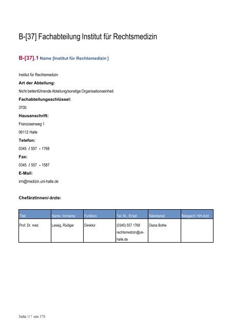 Strukturierter Qualitätsbericht - Medizinische Fakultät der Martin ...