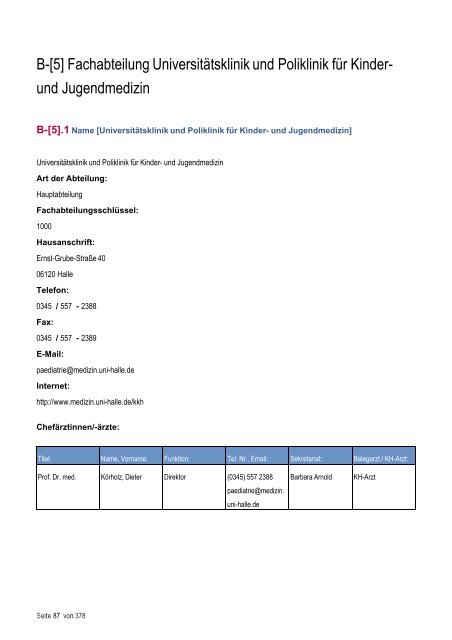 Strukturierter Qualitätsbericht - Medizinische Fakultät der Martin ...