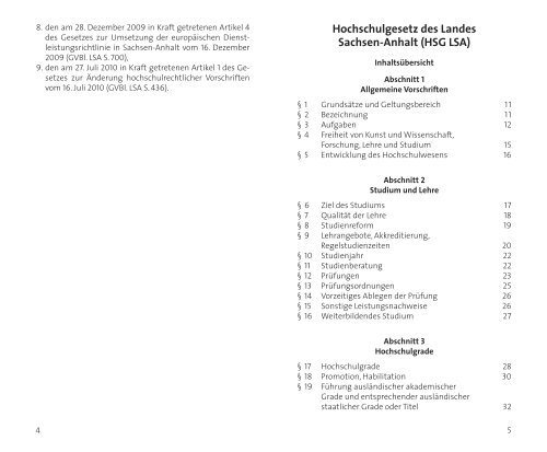 Hochschulgesetz des Landes Sachsen-Anhalt (HSG LSA ...
