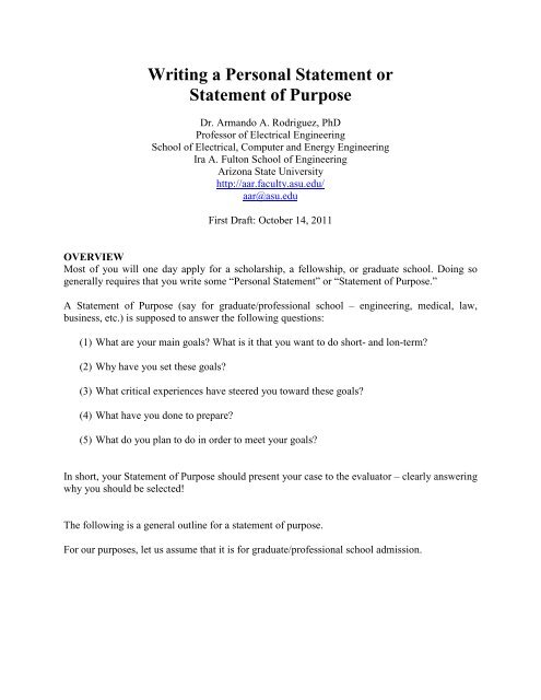 How to write a phd statement of purpose