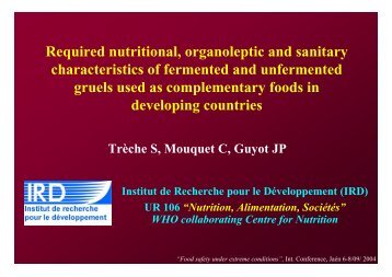 Required nutritional, organoleptic and sanitary ... - Nutridev