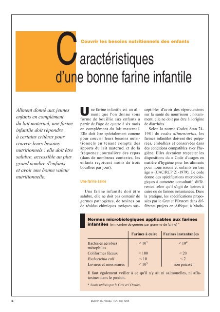 Caractéristiques physico-chimiques de la farine