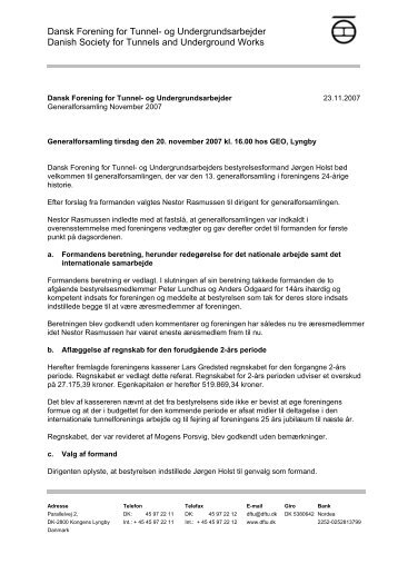 Generalforsamling 2007-11-20, kl. 16.00 hos GEO - Dftu.dk