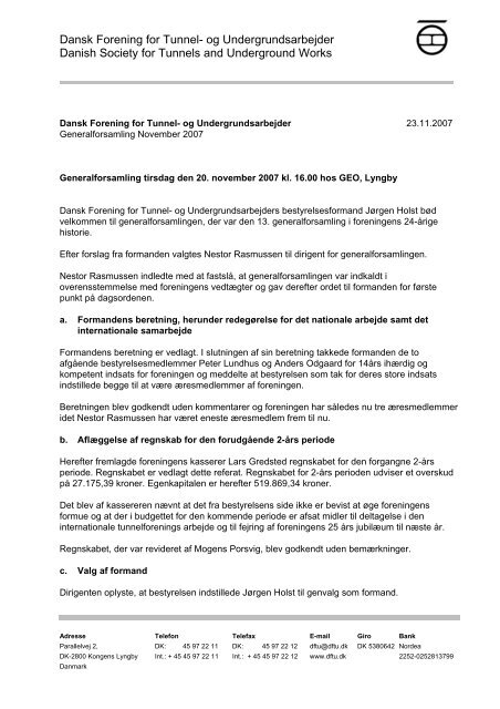 Generalforsamling 2007-11-20, kl. 16.00 hos GEO - Dftu.dk