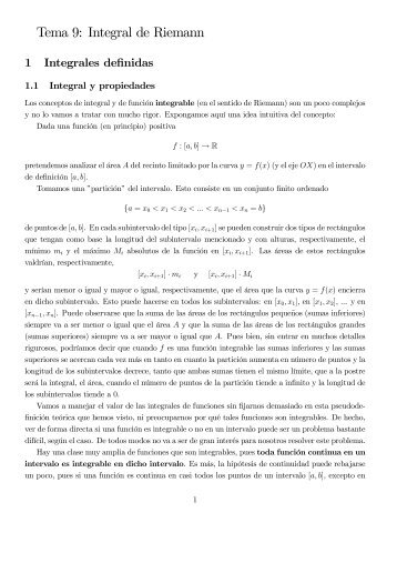 Tema 9: Integral de Riemann