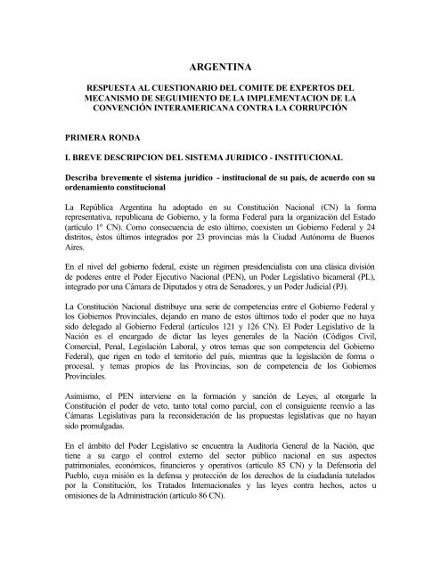 Respuesta Argentina Al Cuestionario Del Comita C De Expertos