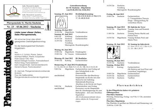 Pfarrnachrichten als PDF - Pfarrgemeinde St. Martin Sinzheim