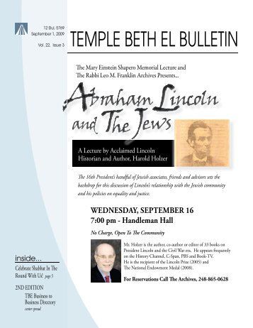 Sept Bulletin 09.indd - Temple Beth El