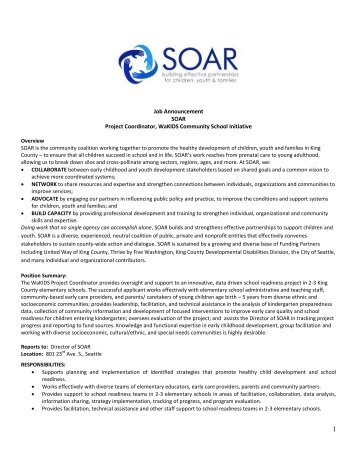 Job Announcement SOAR Project Coordinator, WaKIDS Community ...