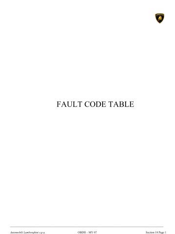 Fault Code Table - Automobili Lamborghini Holding Spa ...