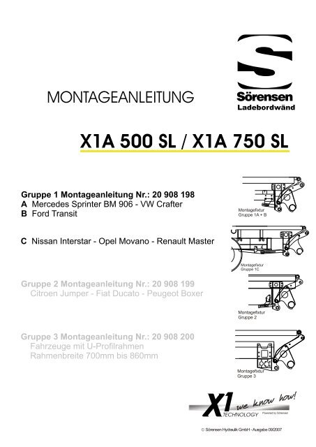 Gruppe 1 Montageanleitung Nr.: 20 908 198 A - Sörensen