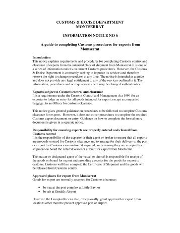 guide to completing Customs procedures for exports - Customs and ...