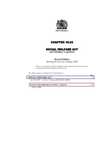 Social Welfare Act - Ministry of Health & Community Services