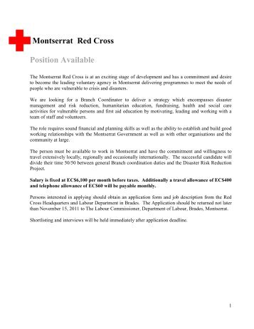 Montserrat Red Cross Position Available - Government of Montserrat