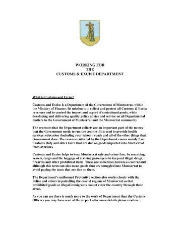 working for the customs & excise department - Customs and Excise