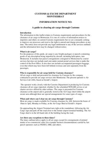 Guide to Customs Clearance of Air Cargo - Customs and Excise