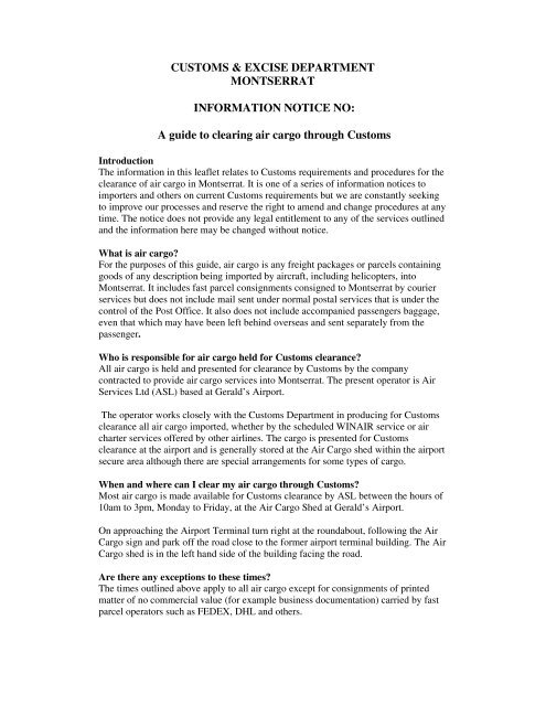 Guide To Customs Clearance Of Air Cargo Customs And Excise