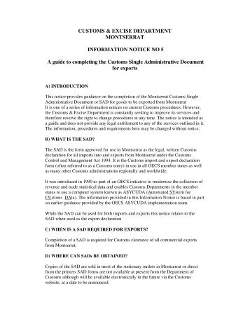 Guide to completing the Customs Document for Exports