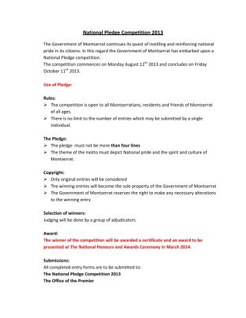 National Pledge Competition 2013 - Government of Montserrat