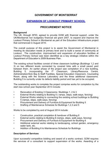 Procurement Notice Lookout Services - Government of Montserrat