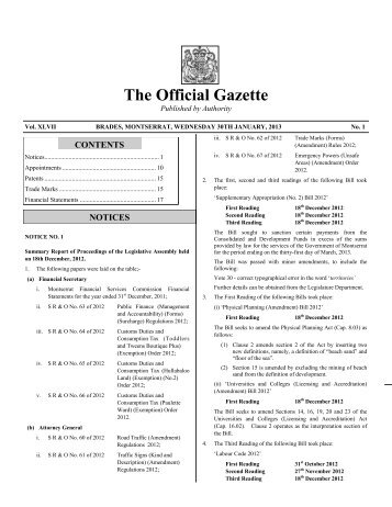 The Official Gazette - Government of Montserrat