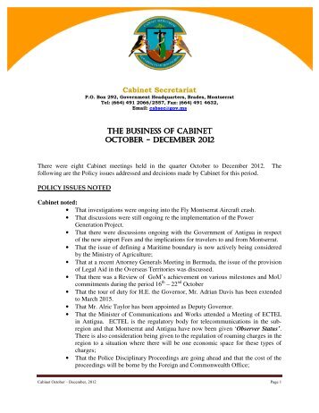 DECEMBER 2012 - Government of Montserrat
