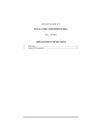 MONTSERRAT PENAL CODE (AMENDMENT) BILL No. of 2011 ...