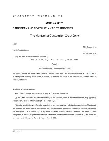The Montserrat Constitution Order 2010 - Office of the Deputy ...