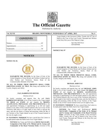 The Official Gazette - Government of Montserrat